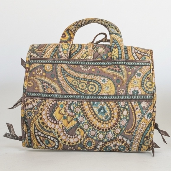 Vera Bradley Yellow and Green Paisley Lemon Parfait hanging Travel toiletry Bag - Picture 2 of 6